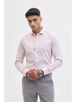 Snitch - Light Pink Printed Slim Fit Shirt