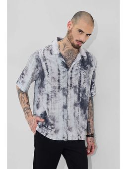 Snitch - Light Grey Printed Box Fit Shirt
