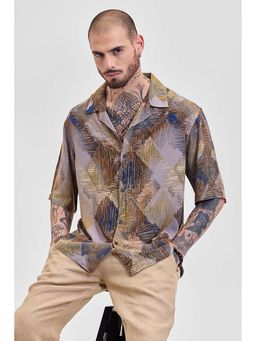 Snitch - Brown Printed Box Fit Shirt