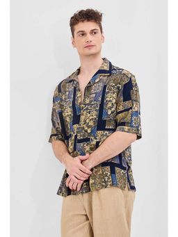 Snitch - Olive Printed Box Fit Shirt