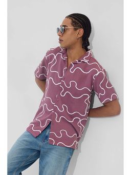Snitch - Purple Textured Abstract Box Fit Shirt