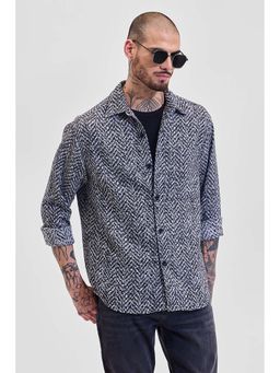 Snitch - Black Printed Relaxed Fit Shirt