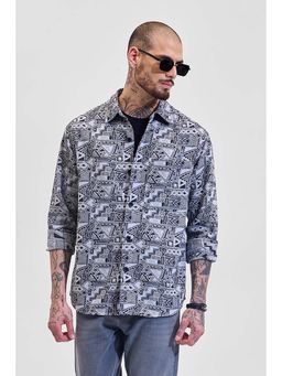 Snitch - Black Printed Relaxed Fit Shirt