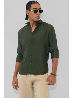 Snitch - Green Self-Design Slim Fit Shirt