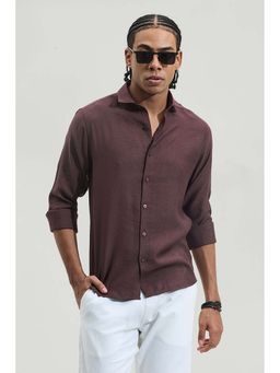 Snitch - Maroon Self-Design Slim Fit Shirt