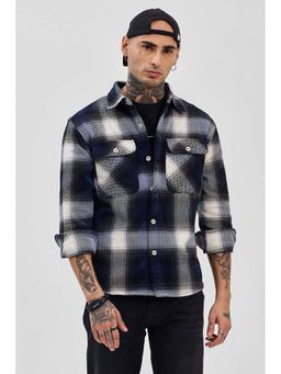 Snitch - Blue Checks Relaxed Fit Shirt