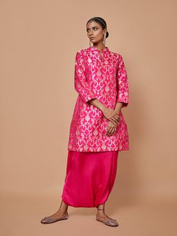 VISHWA - Banarasi Mughal Jaal Kurta with Satin Dhoti