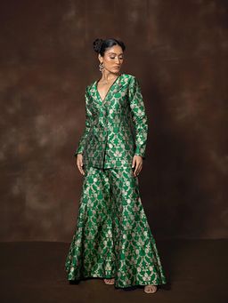 VISHWA - Green Blazer and Sharara Set