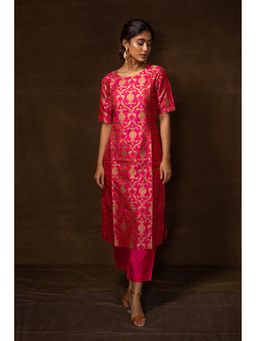 VISHWA - Banarasi Jaal Rani Kurta with Raw Silk Pant