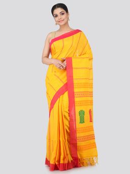 PinkLoom - Women's Cotton Saree With Unstitched Blouse Piece
