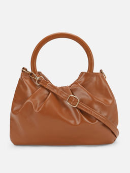 Carry City - Women Tan Faye Bowling Handbag with Detachable Strap