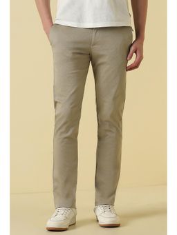 Allen Solly - Beige Textured Slim Fit Trouser