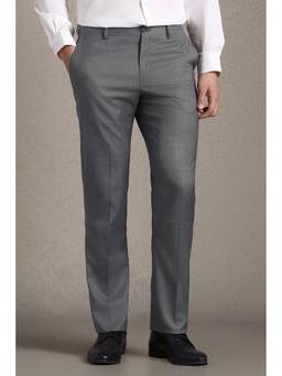 Louis Philippe - Grey Textured Slim Fit Trouser