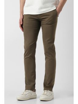 Peter England - Brown Textured Slim Fit Trouser