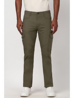 Peter England - Olive Solid Regular Fit Trouser