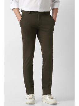 Peter England - Olive Textured Slim Fit Trouser