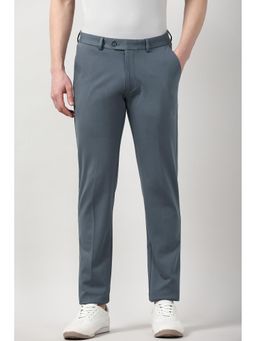 Peter England - Grey Solid Slim Fit Trouser