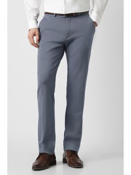Peter England - Blue Solid Slim Fit Trouser