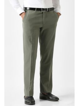 Van Heusen - Olive Solid Regular Fit Trouser