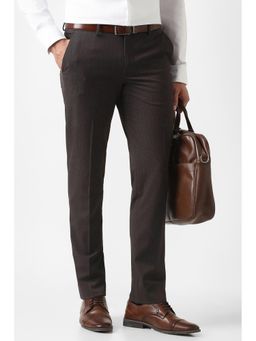 Van Heusen - Brown Textured Slim Fit Trouser
