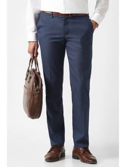 Van Heusen - Navy Blue Textured Slim Fit Trouser