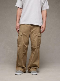 American Eagle - Khaki Solid Loose Fit Cargo