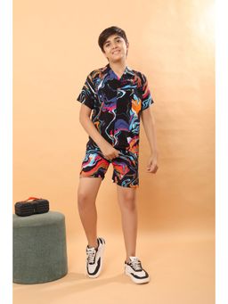 Ninos Dreams - Boys Cotton Rayon Black Co-Ord (Set of 2)