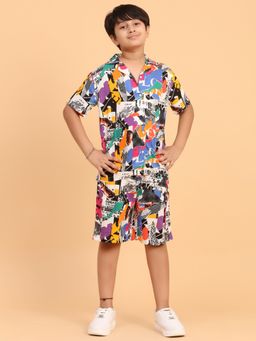 Ninos Dreams - Multi-Color Print Boys Rayon Co-Ord (Set of 2)
