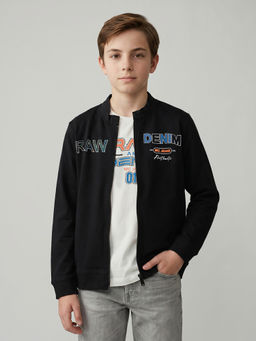 Monte Carlo - Boys Black Regular Fit Typography Bomber Jacket with T-Shirt