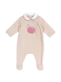 Chicco - Girls Beige Applique Front Opening Romper