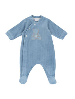 Chicco - Boys Blue Embroidered Front Opening Romper