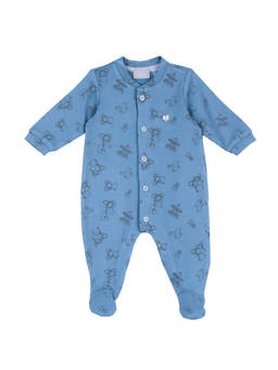Chicco - Boys Blue Printed Front Opening Romper