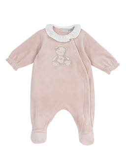 Chicco - Girls Peach Embroidered Front Opening Romper