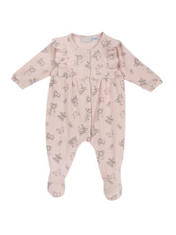 Chicco - Girls Peach Printed Front Opening Romper
