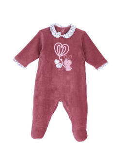 Chicco - Girls Maroon Embroidered Nappy Opening Romper