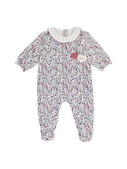 Chicco - Girls White Floral Printed Leg Opening Romper