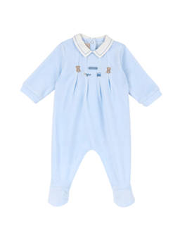 Chicco - Boys Blue Embroidered Nappy Opening Romper
