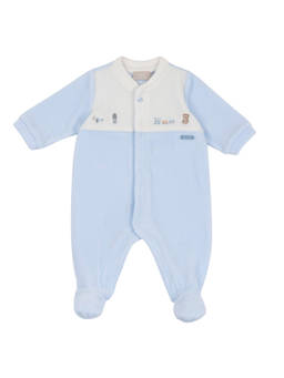 Chicco - Boys Blue-White Colorblock Front Opening Romper