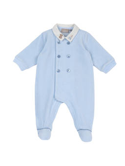Chicco - Boys Blue Embroidered Front Opening Romper