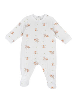 Chicco - Unisex White Printed Leg Opening Romper