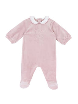 Chicco - Girls Pink Embroidered Nappy Opening Romper