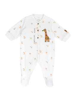 Chicco - Unisex White Printed Front Opening Romper