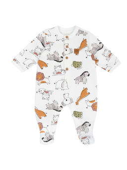 Chicco - Unisex White Printed Leg Opening Romper