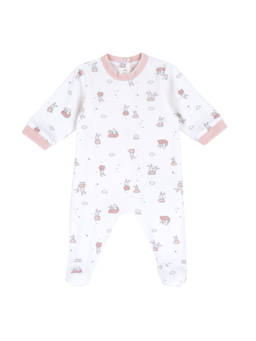 Chicco - Girls White Printed Nappy Opening Romper