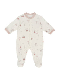 Chicco - Girls Off White Printed Front Opening Romper