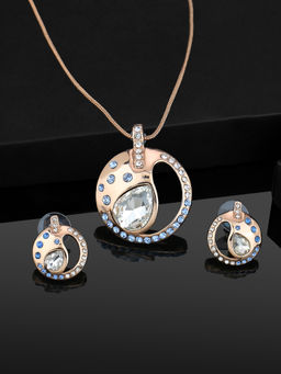 Estele - Gold Plated Rosette Designer Necklace Set with Crystals for Women