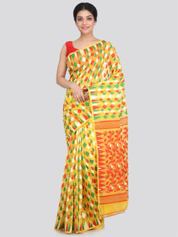 PinkLoom - Women's Soft Cotton Jamdani Saree Without Blouse Piece