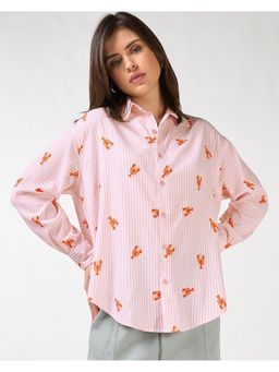 Bewakoof - Women Pink All Over Printed Oversized Shirt