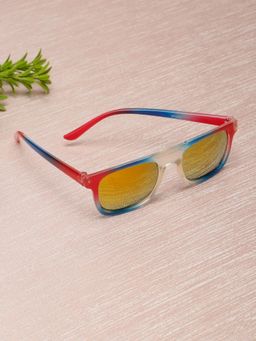 Stol'N - Color Gradient Square Rim Sunglasses- Red/Blue/Brown