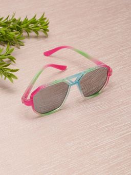 Stol'N - Color Gradient Hexagon Rim Sunglasses- Pink/Green/Grey